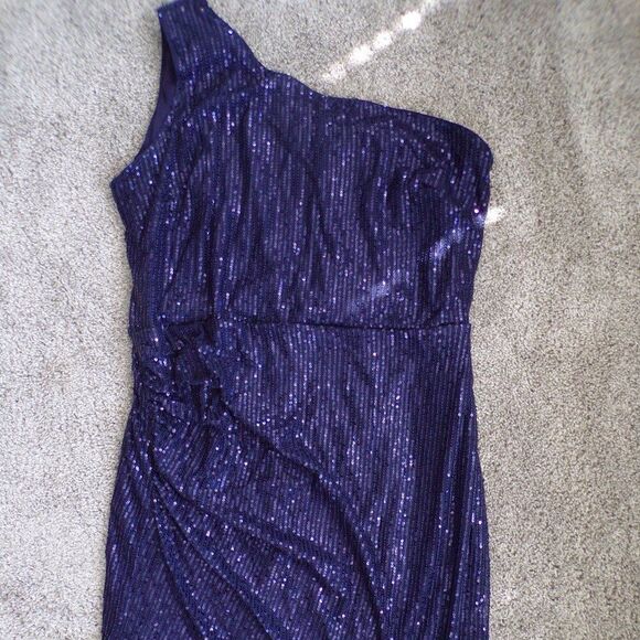 Grace Karin blue sequined one shoulder dress XL - Picture 2 of 9